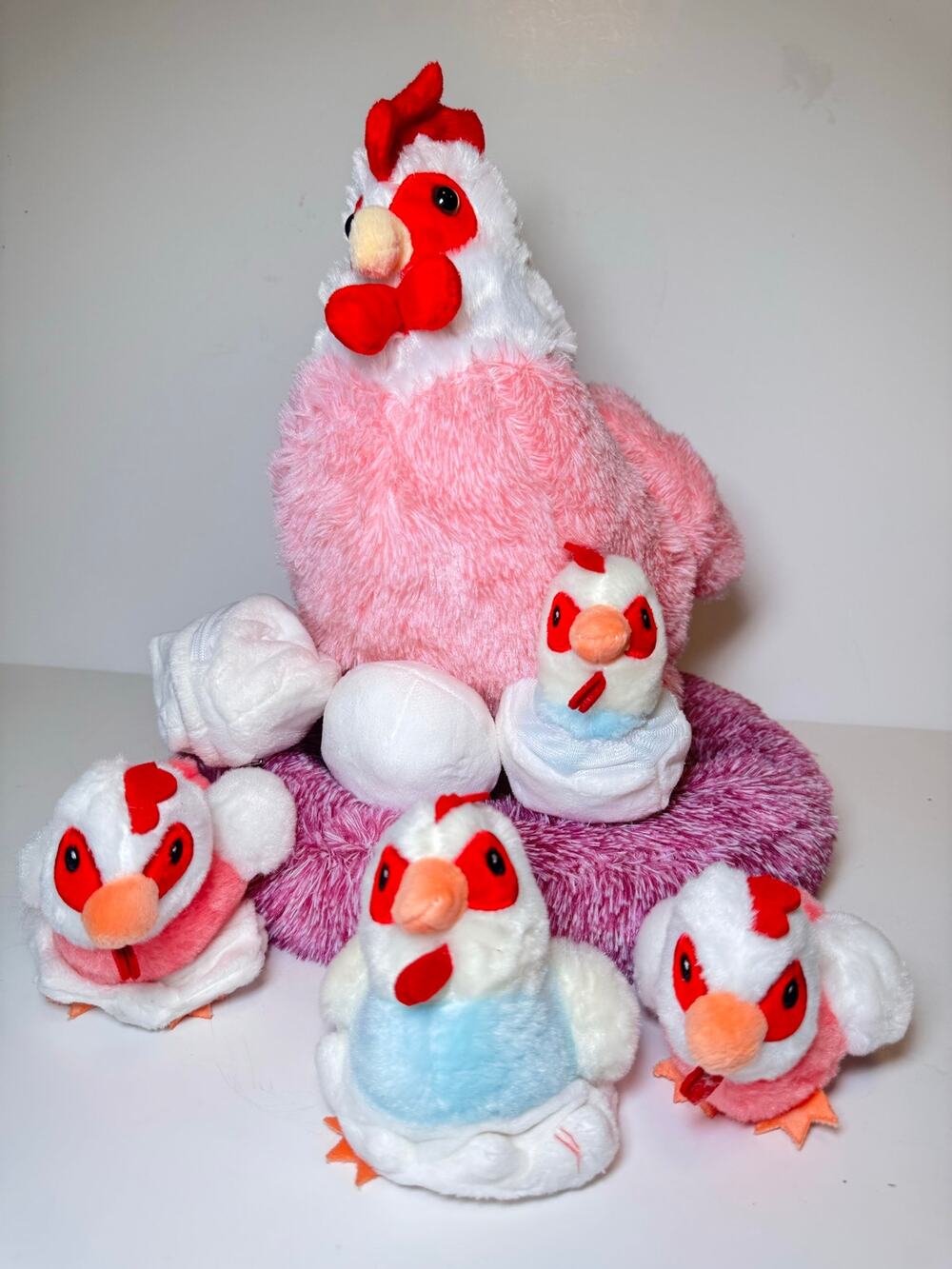 9-in-1 Plush Hen & Chicks Playset with Nest (Egg Laying Stuffed Animal Set)